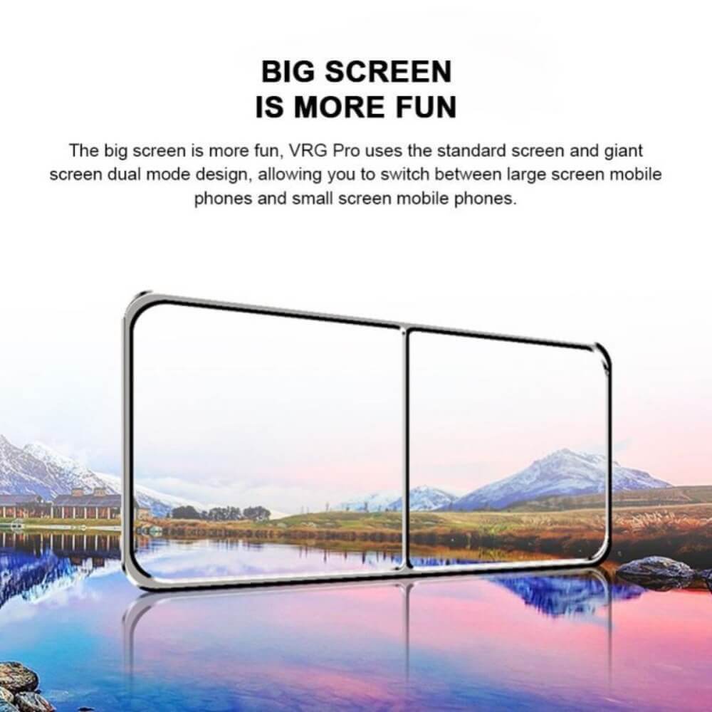 An image of a big see through screen in an outdoor setting of a lake with mountains in the background.