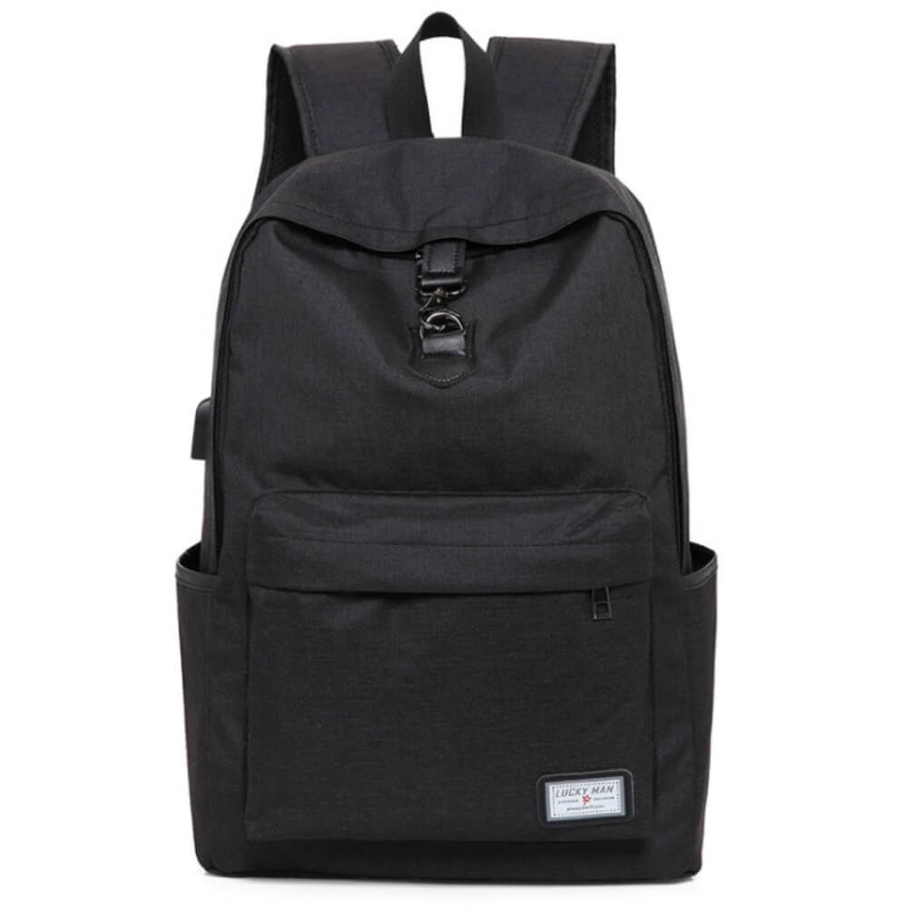 The black anti-theft backpack secure travel bag.